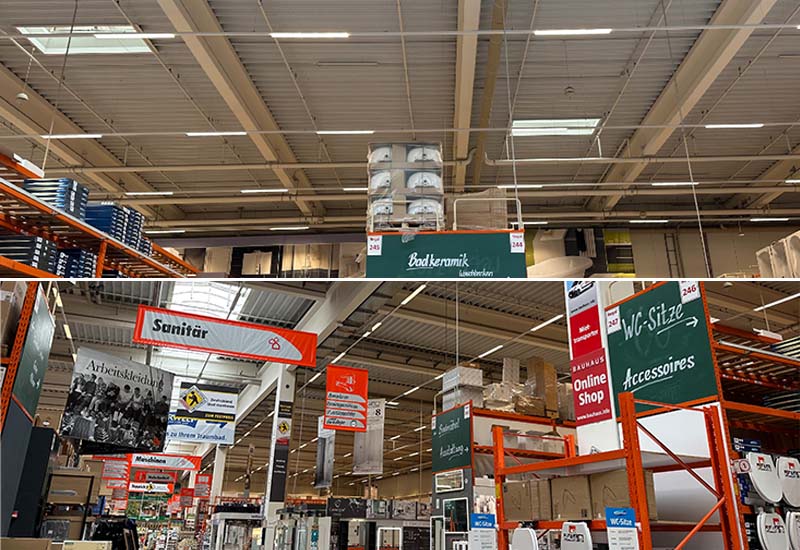 HLS Series LED Linear Trunking System in German Home Goods Supermarket