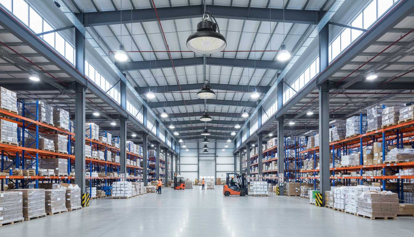 SEEKINGLED HBI Series high bay LED light in an industrial hall