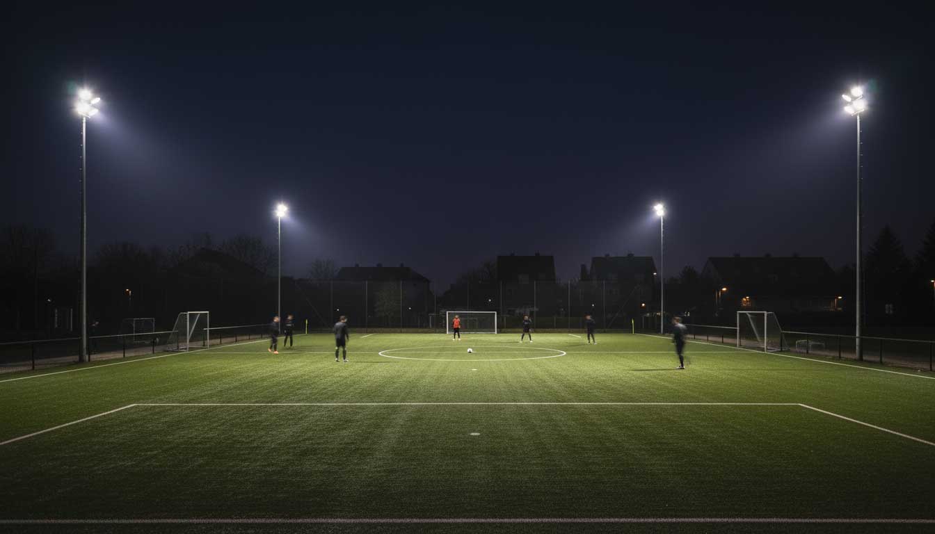 outdoor led flood lights lighting a small football training field