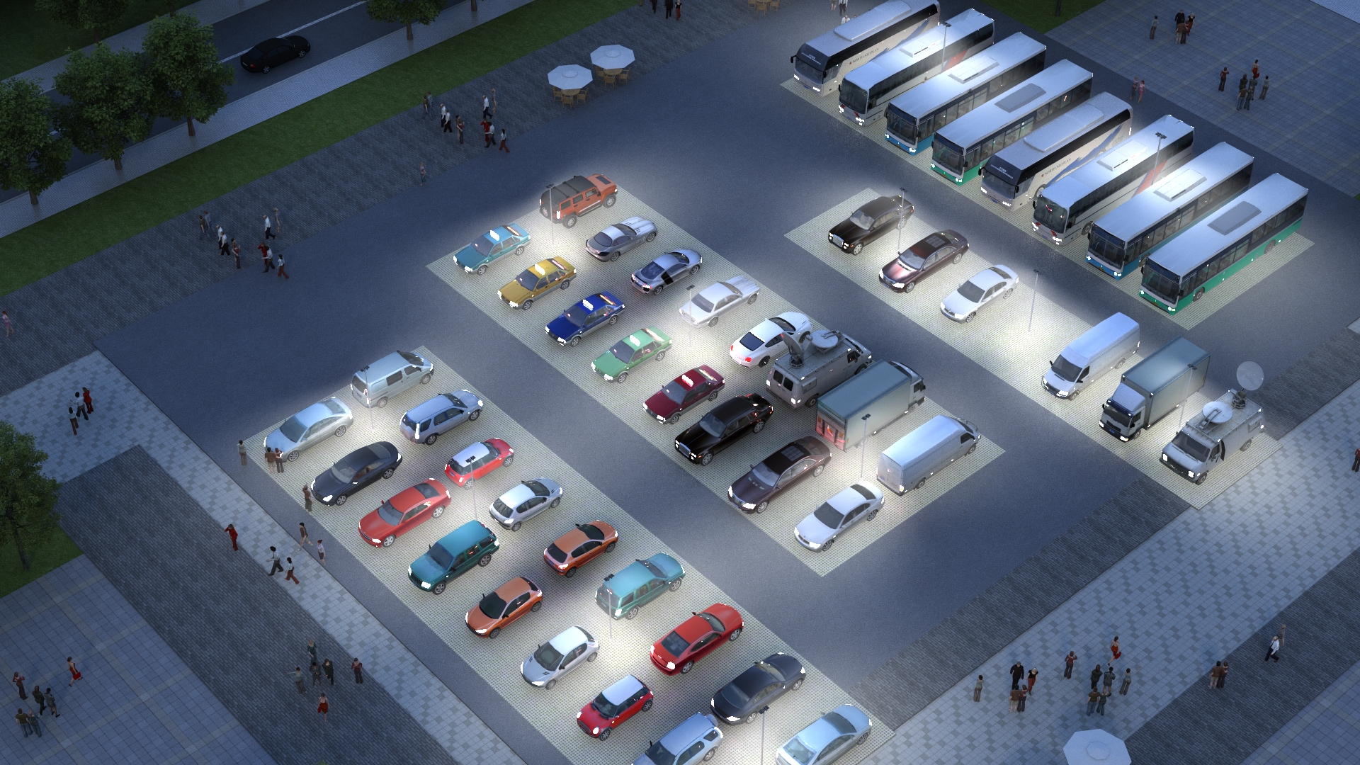 night view of outdoor parking lot LED lighting