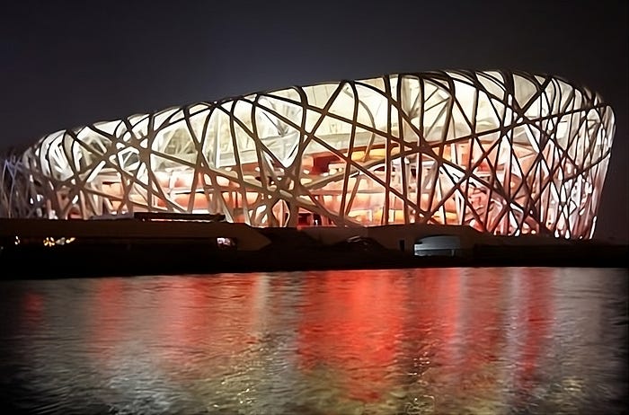 Outdoor LED lighting fully illuminated at night