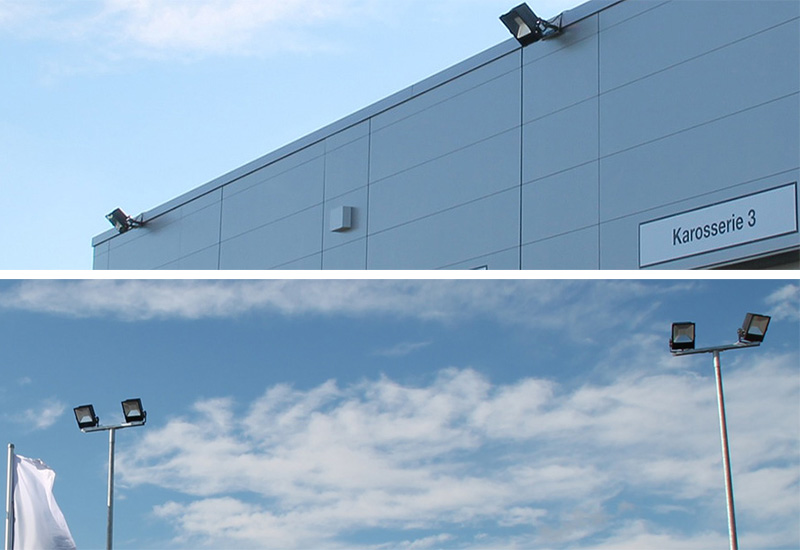 XJ-FL Flood Lights installed at BMW dealership entrance