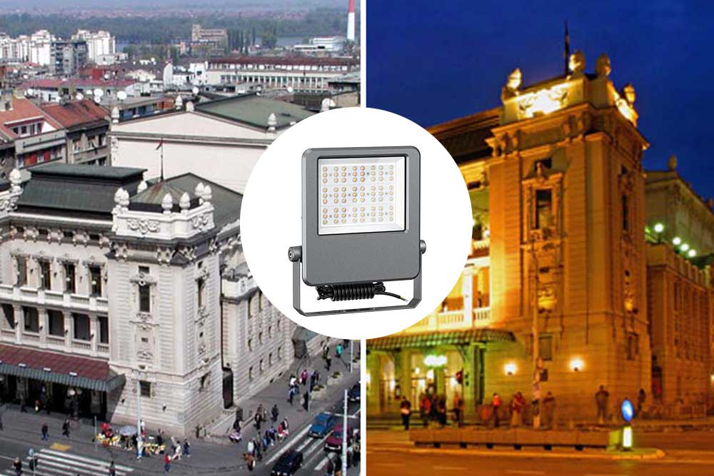 Illuminating the National Theatre in Narodno po...