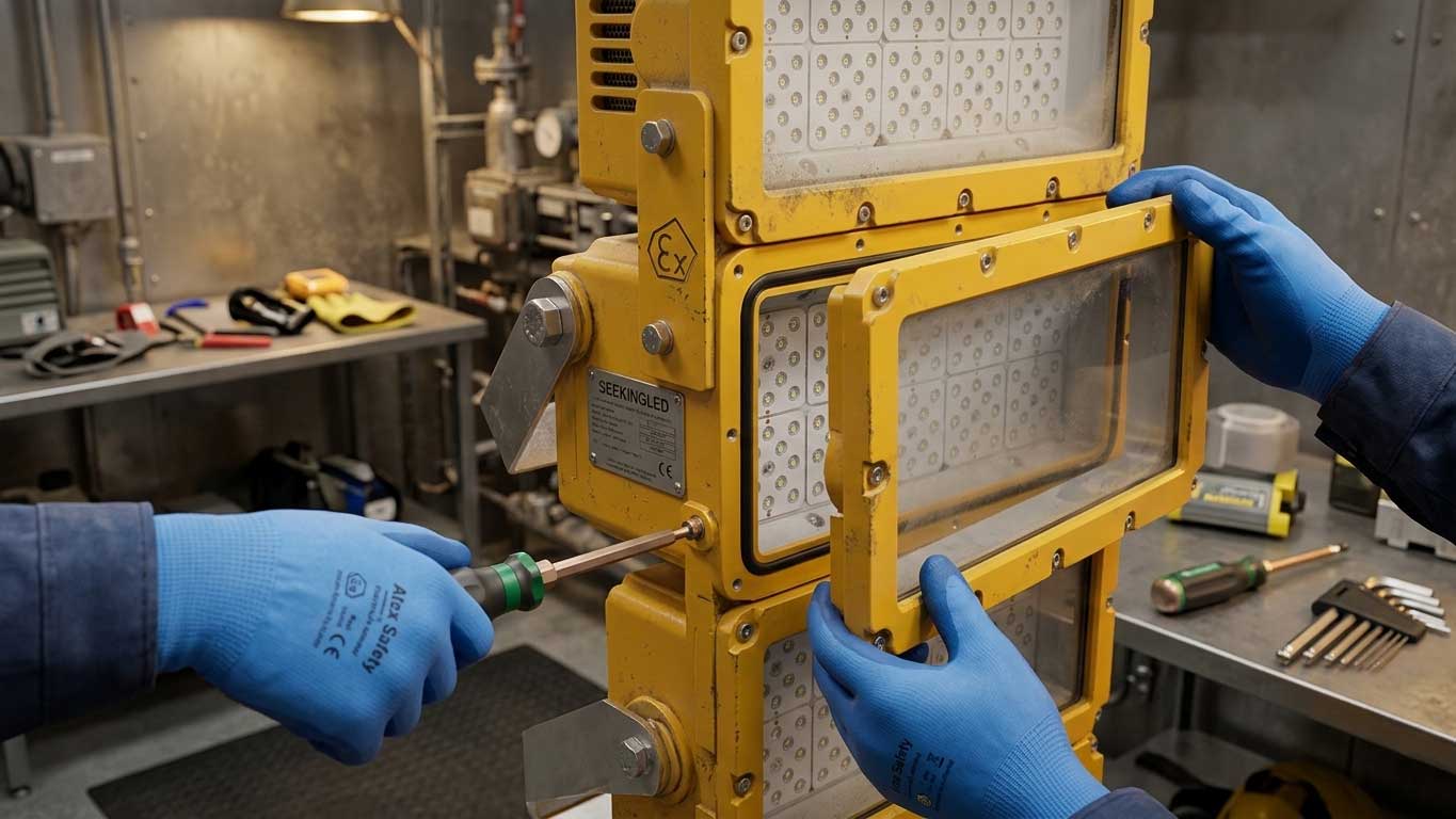 How to open an explosion proof light fixture?（images 2）