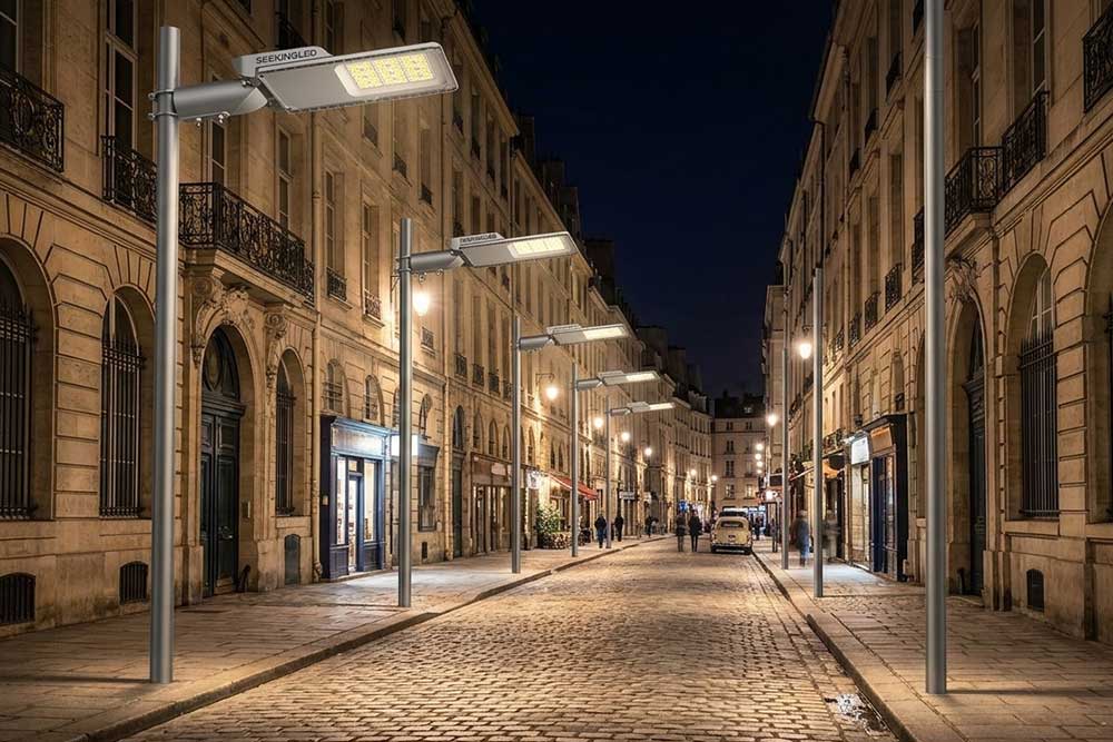 how far apart are street lights?