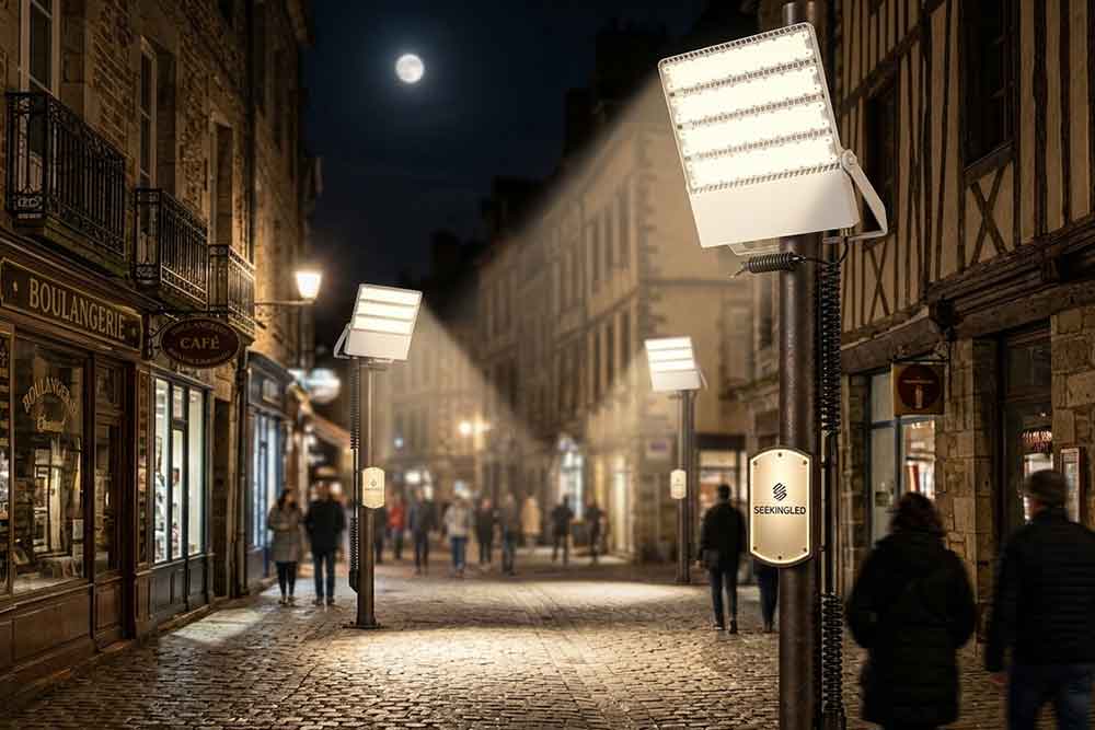 led flood light with lens: engineered beam cont...