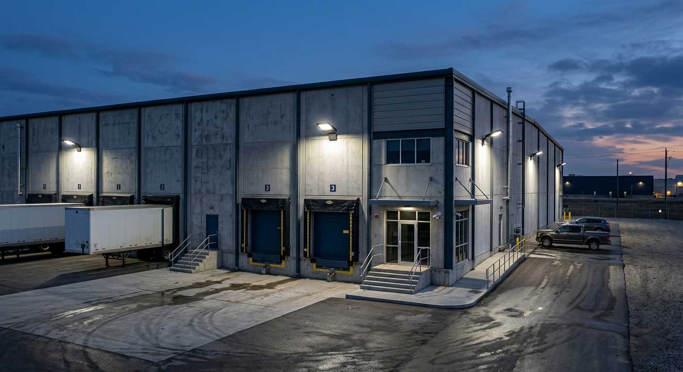 where to install flood lights? 1 Outdoor Flood Lights Installed on a Commercial Building 1